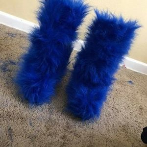 Fur blue boots